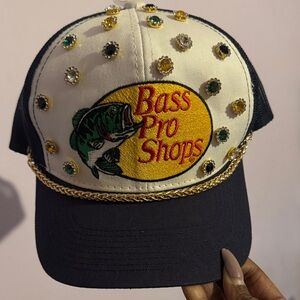 Custom Bass Pro Shops Navy Blue Cap with Gold Accents